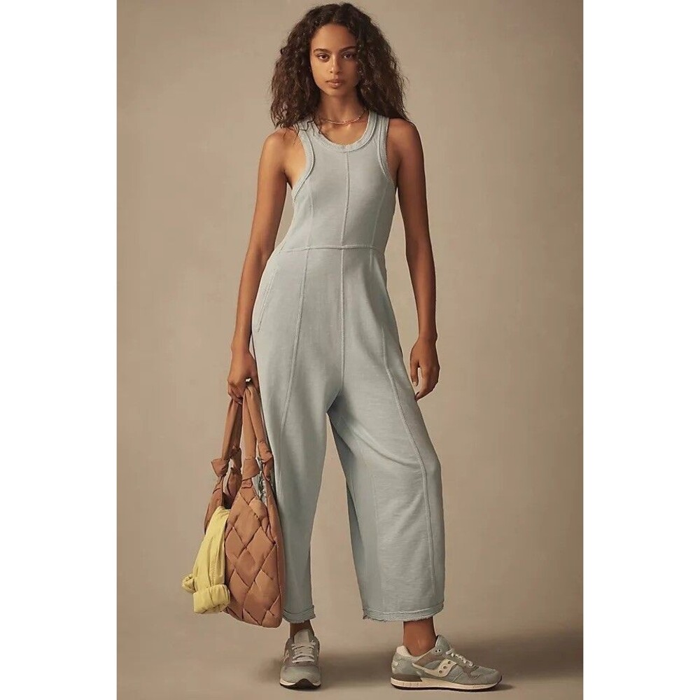Anthropologie Daily Practice Seamed Wide-Leg Jumpsuit One-Piece Blue XS NEW